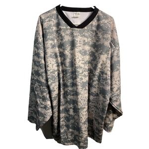 athletic knit mens green camo long sleeve shirt size XL extra large